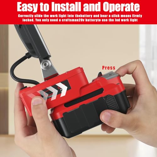 Image of Portable LED Work Light Compatible with Craftsman 20V Battery, 90W 7000LM Cordless Flood Lights with USB & Type-C, Low Voltage Protection, for Job Site Lighting,Camping Outdoor (No Battery)