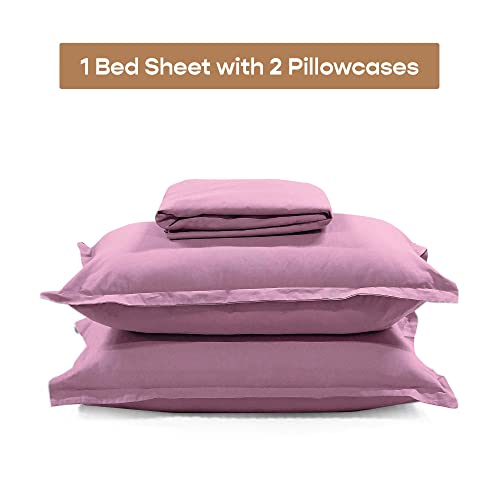Image of SleepyCat 200TC Percale Fitted Sheets with 2 Pillowcases | 100% Breathable Cotton Bedsheet | Cool & Crsip Feel | 360 Elastic Grip for Easy Tuck| Purple Panther, Queen Size, 75x60 Inch