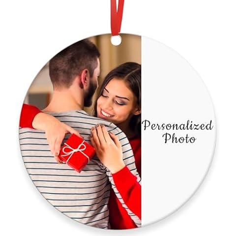 Personalized Photo Christmas Ornament | Double-Sided Printed 3" Ceramic Keepsake Christmas Tree Ornament with Your Photo and Text, 2024 Custom Ornament for Christmas Wedding Unique Gift (Style B) Cover
