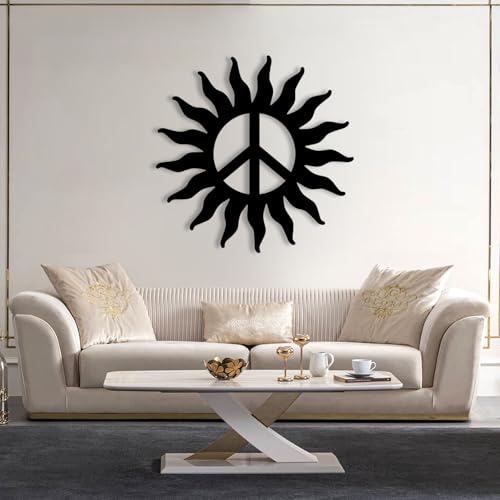 Soleil en métal peace and love pour salon ambiance bohème