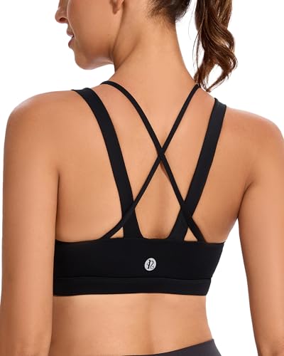 Image of RUNNING GIRL Sports Bras for Women,Padded Strappy Sports Bras Criss-Cross Back Medium Support Sports Bras with Removable Cups