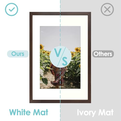 Image of Frametory, 16X24 Picture Frame Display 12X18 with Mat or Without Mat, Horizontal or Vertical Wall Poster Frame with High Definition Glass, Wide Molding, Perfect for Home Decorate (Brown, 2 Pack)