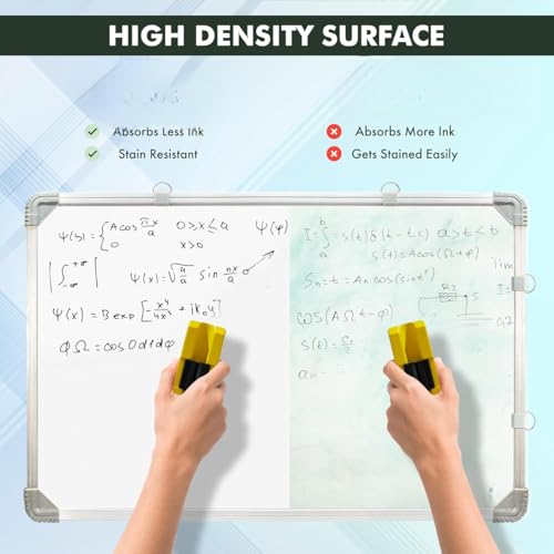 Image of 2-in-1 Reversible Whiteboard and Chalkboard, Aluminium Frame, Double-Sided, Green and White (16X24 INCH)