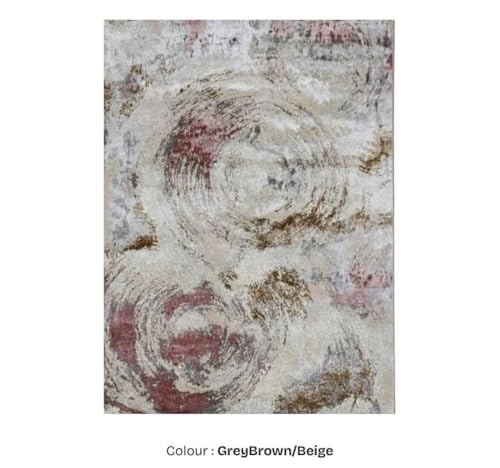 Image of 6x9 Feet (180x270 CM) Carpet for Living Room Hall & Bedroom - Pink Beige Modern Abstract Geometric Silk-Touch Luxury Hotel-Style Washable Anti-Skid Turkish Area Rug