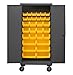 Durham HDCM36-30-95 Lockable Mobile Cabinet with 30 Yellow Hook-On Bins, 36" Wide, 12 Gauge