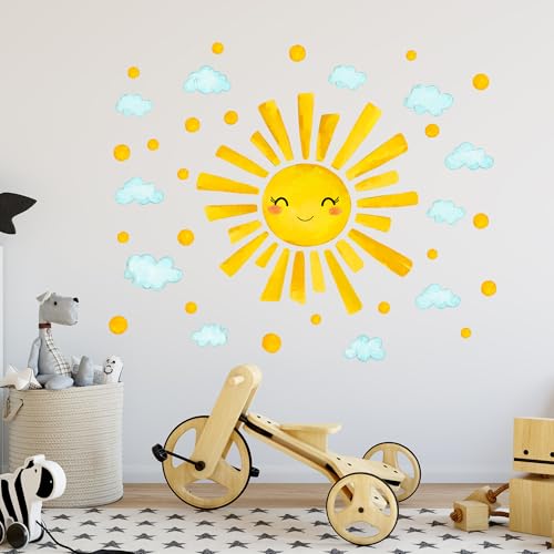 Vinilos Decorativos Sol y Nubes en Acuarela para Pared miniatura 6