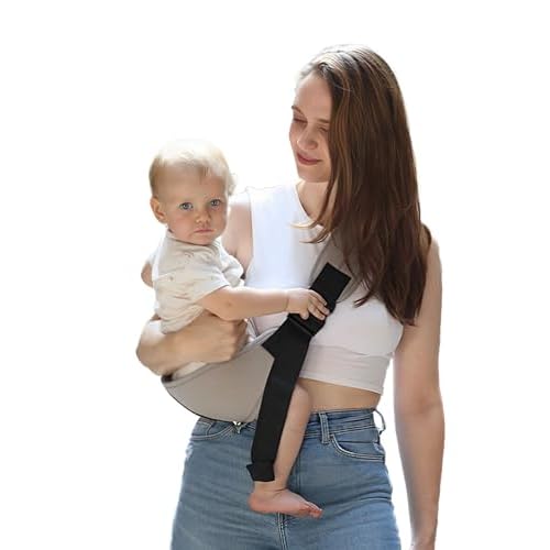 Baby Sling Carrier Newborn to Toddler,Ergonomic Sling Carrier with Adjustable Strap,Lightweight,Portable,Breathable,Soft Padding,Baby Hip Seat Carrier 7-45 Lbs,Grey