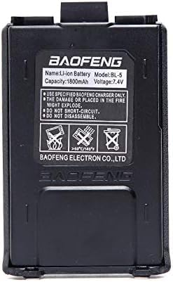 BAOFENG 7.4V 1800mAh Big Capacity Li-ion Battery for DM-5R UV-5R UV-5RE BF-F8HP UV-5R V2+ Plus UV-5RTP Series Two Way Radio Accessories (Black)
