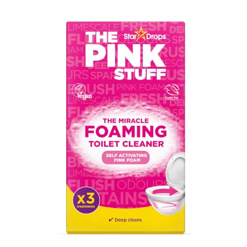 The Pink Stuff Miracle Power Foaming Toilet Cleaner - Deep Cleaning Self Activating Pink Foam For Tough Stains Odor Limescale Removal And More - 3 Treatments