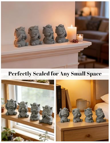 Figuras de potro adorables set de 4 piezas para escritorio y jardín miniatura 4