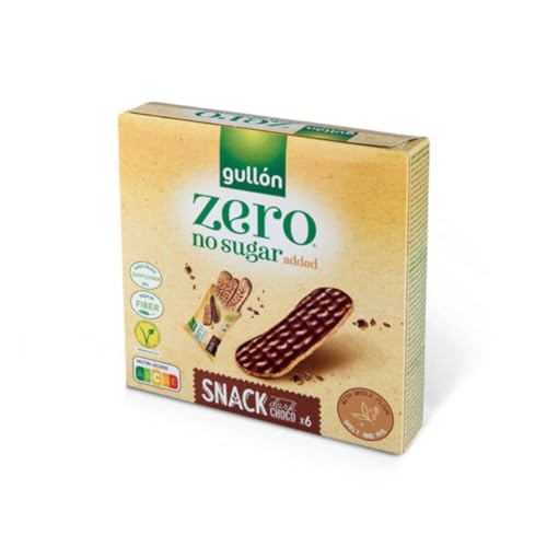 Gullon Zero | Zuckerfreier Snack | Kekse mit dunkler Schokolade | 2 Packungen à 150 g
