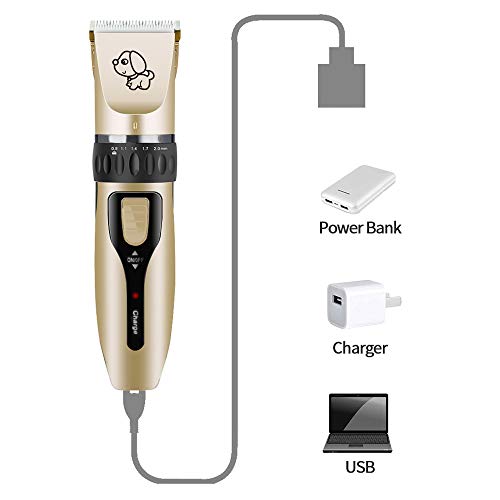 Ajcoflt Aparador de Pêlos de cães Elétrico Pet Professional Grooming Machine Tool USB Recarregável B