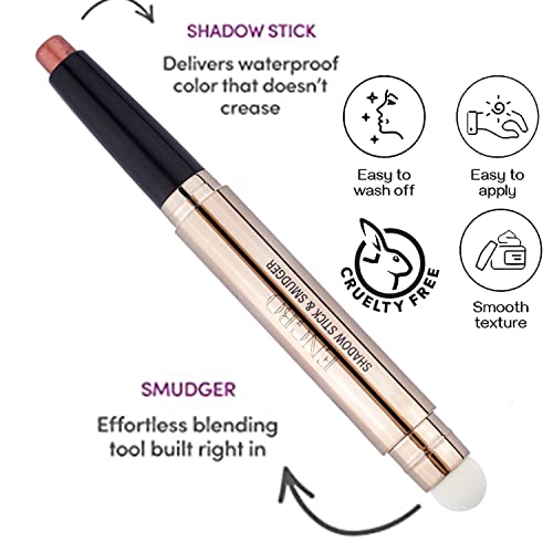 Ccbeauty Shimmer Eyeshadow Sticks For Eyes, 2-In-1 Cream Eye Shadow Pencil Crayon Makeup With Smudger, Hypoallergenic Waterproof Eye Brightener Stick, Shiny White Pink Champagne Eyeshadow Makeup, 01# #TOP1