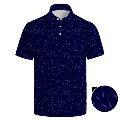 Golf Polo Shirts for Men Funny Print Short Sleeve Golf Shirts Performance Golf Polos 5XL