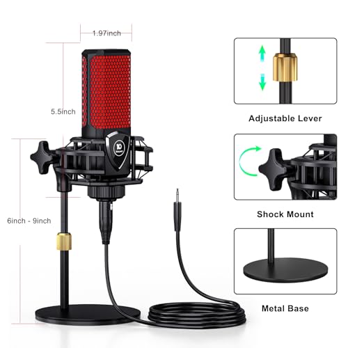 Image of Podcast Microphone Bundle with Live Sound Board Audio Mixer, Podcast Equipment Bundle with 3.5mm Condenser Microphone for Pc /Phone Live Streaming Singing Gaming, Soundboard with Voice Changer, Denoise