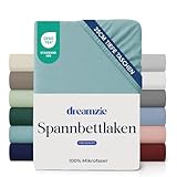 Dreamzie Spannbettlaken 200x200cm - 35 cm Tiefe Tasche - 100% Mikrofaser Bettlaken - Aqua, Schadstoffgeprüft(Oeko TEX), Bettlaken mit Gummizug