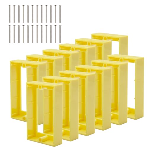 Image of 12PCS 3 /4 Inch Single Gang Outlet Box Extender,Yellow | Electric Outlet Extender Box With 24 screws; Gang Box Extender for Electrical Outlet Box and Electrical Outlet Switches.