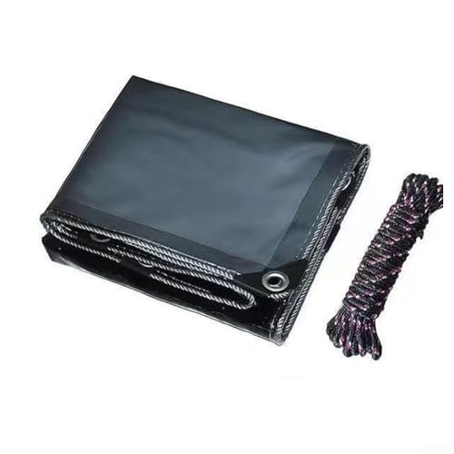 Housse supérieure pour chariot élévateur, protection contre la pluie en polyéthylène imperméable avec protection solaire, 135 x 114 cm, auvent noir et transparent avec cordes de serrage (noir)