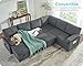 VanAcc Sofa Bed, 112 Inch Sleeper Couch with Storage Chaise, Oversized U Shaped Sofa with Pull Out Sofa Bed, Sectional Couches for Living Room, Grey Linen Sofa Couch