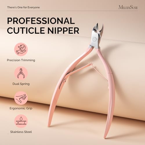 Image of Melodysusie Cuticle Trimmer, Stainless Steel Cuticle Nipper Cuticle Remover with Double Spring and Ergonomic Handle, Pedicure Manicure Tools for Home Salon