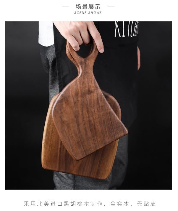 Tabla de Cortar de Madera de Nogal para Pareja, Tabla de Madera Sólida para Cortar Carne, Pan y Frutas, con Asas, para Uso en Cocina (Nogal Negro) miniatura 3