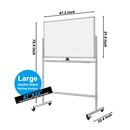image for WEYOUNG Magnetic Mobile White Board 47 x 32 inch Big Double Sided Dry 