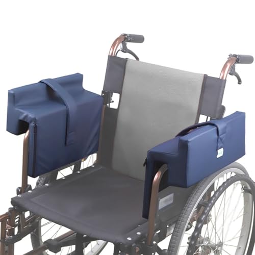 Bxzzuis車椅子用アームレストクッションパッド 2個 ひじ掛けクッション 肘置き 肘掛け サイドポケット付き 肘枕 腕痛対策 工具不要で簡単取り付け ユニバーサルフィット (ネイビーブルー)