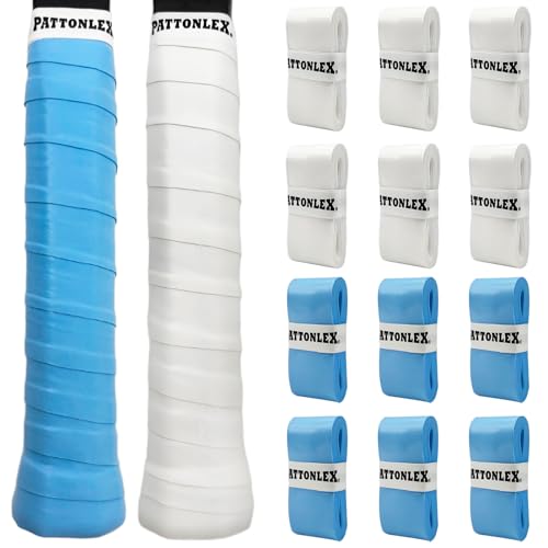 PATTONLEX Tennis & Pickleball Overgrip Tape – 12 Pack Racket Grip Wrap – Sweat Absorbent, Non-Slip Replacement Grip