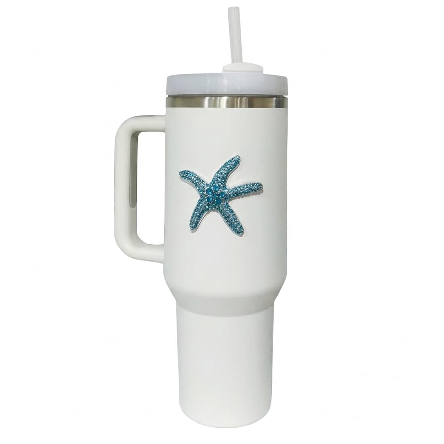 THE QUEENS' JEWELS Blue Starfish Jeweled 40 oz. Tumbler - Unique Gift for Women, Birthday…