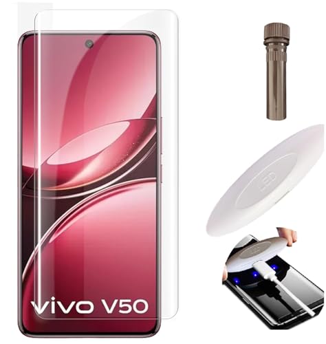 Image of NISHTECH Advanced HD+ Curved UV Tempered Glass Screen Protector Designed for Vivo T3 Pro 5G, Vivo V50 5G || Full Screen Coverage with Easy Installation Kit