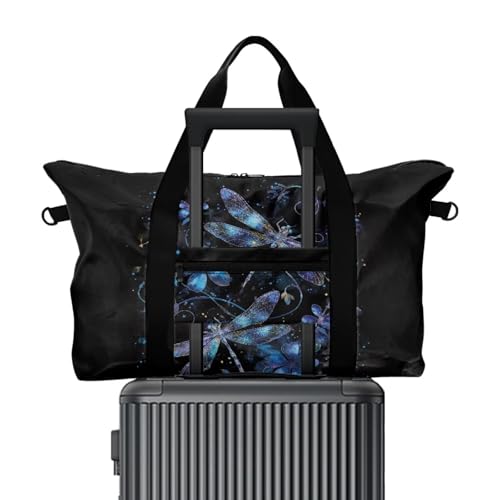 BIGCARJOB Dragonfly Foldable Duffle Bag for Travel Camping Overnight Bags Carry On Personal Item Travel Bag Outdoor Gym Duffel Bags with Adjustable Strap2