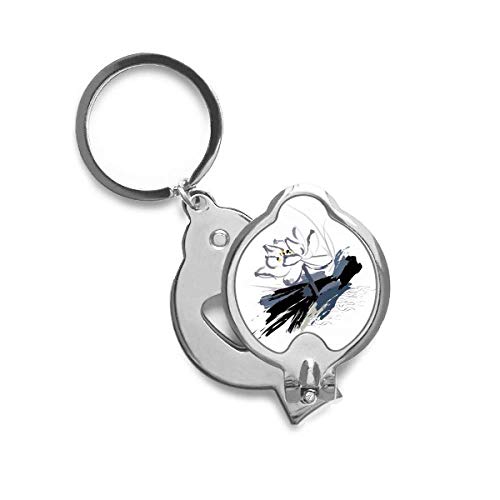 Encre Fleur de Lotus coupe-ongle en acier inoxydable avec motif plante aquatique