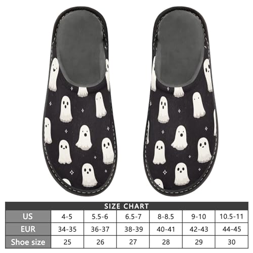 JUNZAN Cute Ghosts Black Memory Foam Slippers for Women Men House Slippers for Bedroom Indoor4