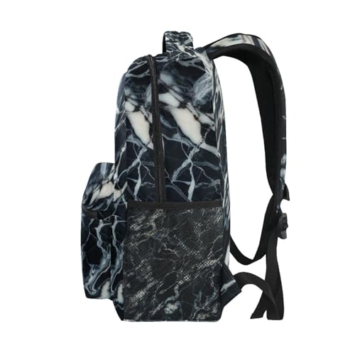 Back Pack for Boys, Black Golden Marble Texture Travel Backpack, Kids Back to School Essentials, Ideal for Ages 6–144