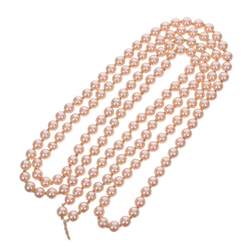 ULDIGI Collar de Perlas Anudadas Color Dorado Claro 1,5 M para Mujer, Accesorio de Bisutería de Perlas de Fantasía, Collar Largo en Capas para Suéter, Joyería Elegante para Bodas