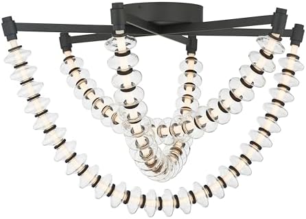 Minka-Lavery Pearl 28" LED Flush Mount - Dark Matte Black with Clear Glass