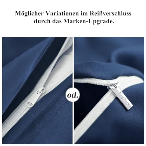 Aisbo Bettwäsche 200x220 3teilig Blau - Mikrofaser Bettwäsche-Sets Marine Blau mit Reißverschluss… – Ansicht 6