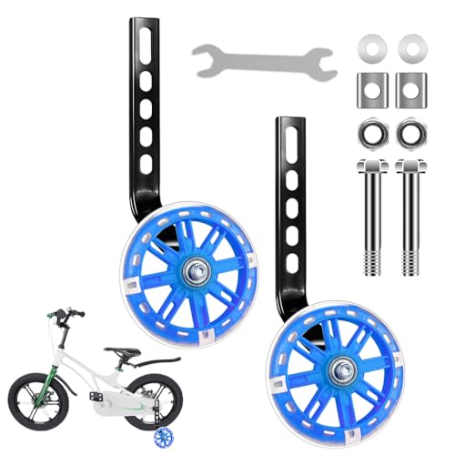 Image of Proberos 2 Pcs Kids Bike Support Wheels Kit, for 12-20 Inch Bicycle, Rotate Flashing Training Wheels, Universal Support Wheels Bicycles, Kids Bike Modification Biking Aid Wheels for Beginner Riders