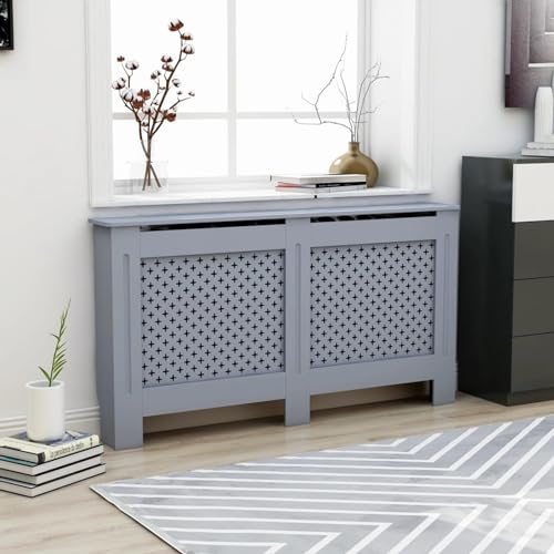 LAPOOH Cache-radiateur moderne en MDF gris anthracite 152 x 19 x 81 cm