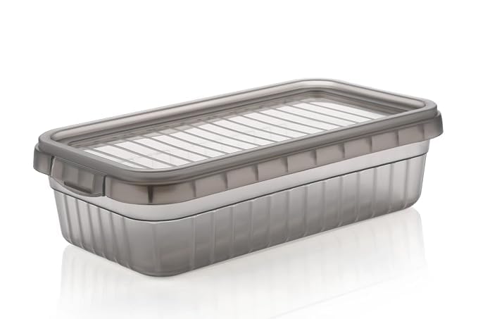 Image of TASMAX Fridge Storage Boxes, Plastic Fridge Containers, Fridge Accessories Items, (LINE FRIDGE CONTAINER (PACK OF 6))