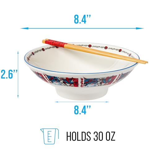Silver Buffalo Marvel Spider-Man Manga Panels Ceramic Ramen Noodle Rice Bowl with Chopsticks, Microwave Safe, 30 Ounces — view 2