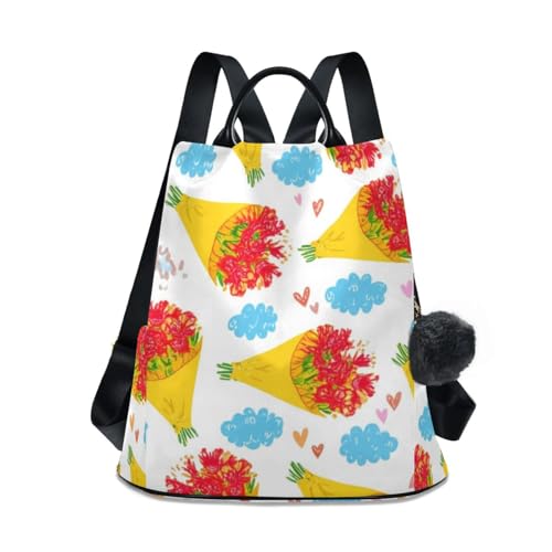 Mochila de viaje para mujer ideal para senderismo ligero con flores rojas