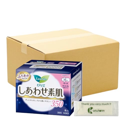 Kunutonn 花王 ロリエF しあわせ素肌 特に多い夜羽つき 35cm 8個入り + オリジナルロゴ入りeおまけ付 16個