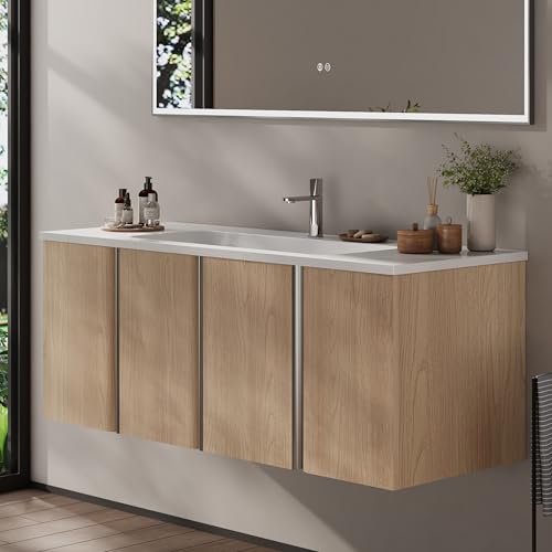 BRIDGE BENO Ensemble De Salle De Bain avec Lavabo Et Meuble sous-Lavabo | Meuble sous-Lavabo De 120 Cm, 4 Portes À Fermeture Amortie | Ensemble De Salle De...