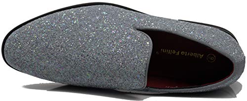 Image of SPK04 Men's Vintage Glitter Dress Loafers Slip On Shoes Classic Tuxedo Dress Shoes