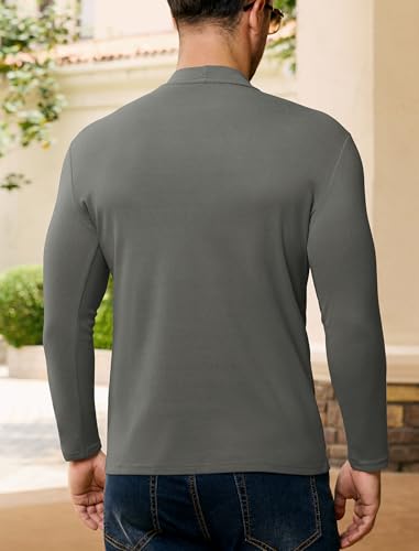 Vssjavun Mens Mock Turtleneck Sweater Long Sleeve Basic Slim Fit Pullover Sweaters Thermal Lightweight Undershirts
