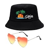 QijAOPD Mallorca Party Outfit 2 Piezas Sombrero de Pescador y Corazón Gafas de Sol Accesorios para Adultos Verano Vacaciones Playa Festival Carnaval Despedida de Soltero Malle Fiesta Traje