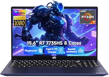 NIMO 2025 Light-Gaming-Laptop, 15.6" AMD 8 Cores Ryzen 7 7735HS (Up to 4.75GHz, Beat i7-12650H) 64GB DDR5 RAM 1TB SSD IPS FHD Computer with Radeon 680M 100W Type-C Backlit KB Fingerprint