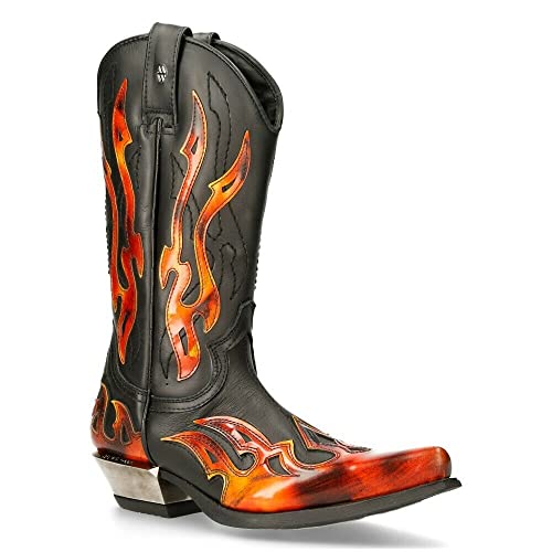 New Rock 7921 Men's Flame Western Cowboy Boots3