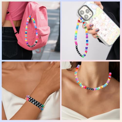 Image of Amaney 400pcs Black Acrylic Number Beads 6x6mm Mixed Number Beads Acrylic Plastic Cube Shape Loose Beads